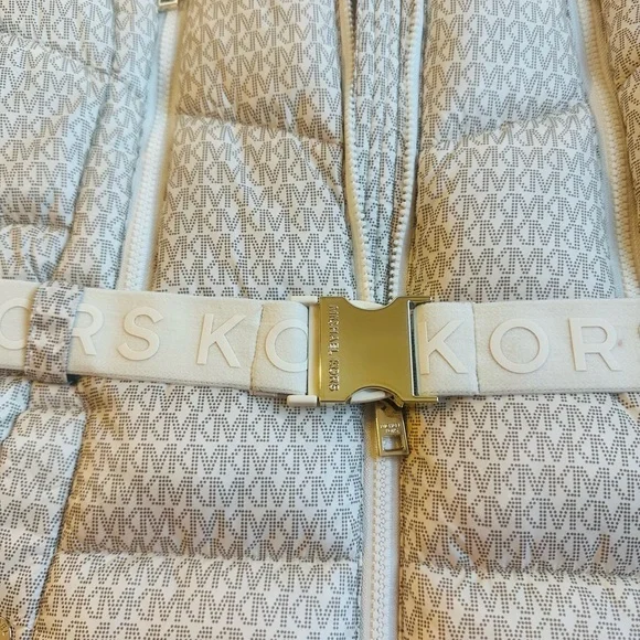 Michael Kors Monogrammed Puffer Jacket with Fur Hood - Picture 7 of 13